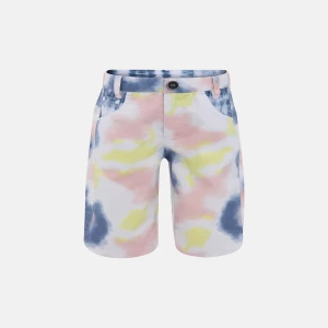 White Printed Gabardine Short Pant